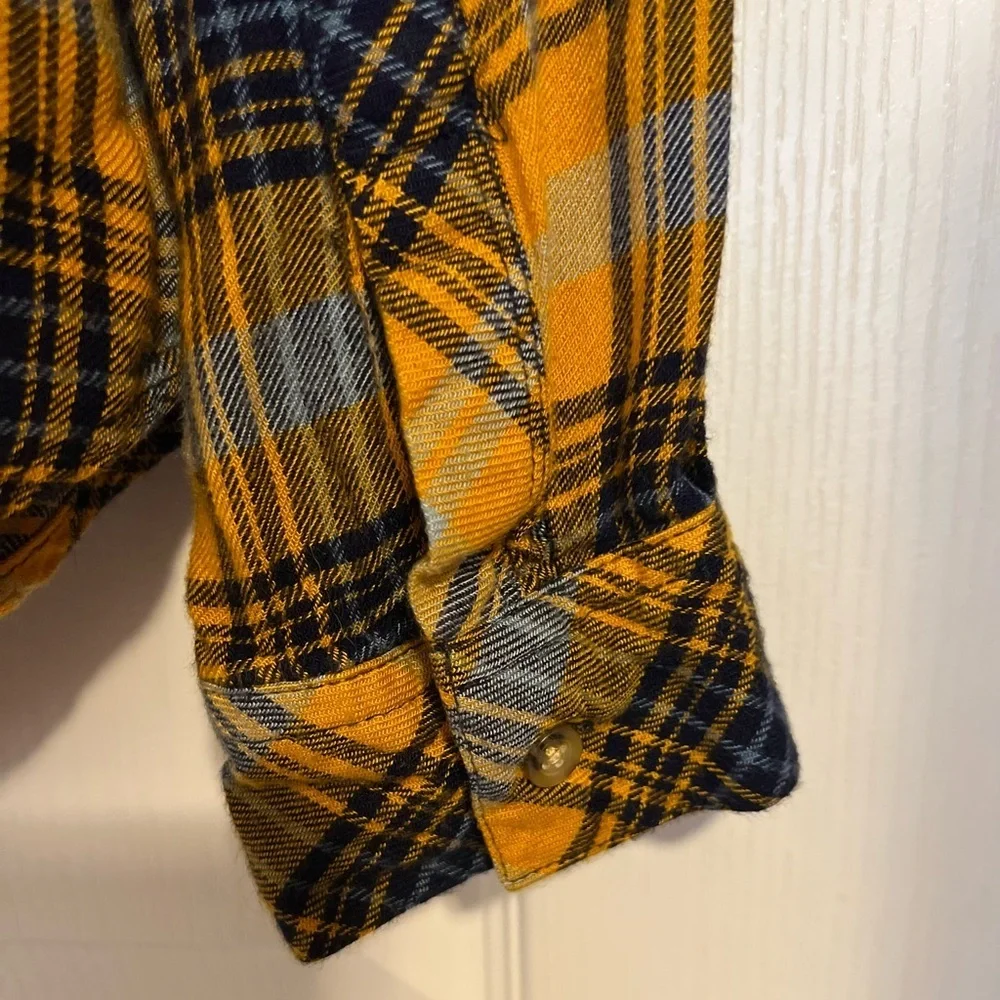 Workshop Republic Clothing Mustard Yellow and Blue Plaid Button Down Shirt - Picture 5 of 8